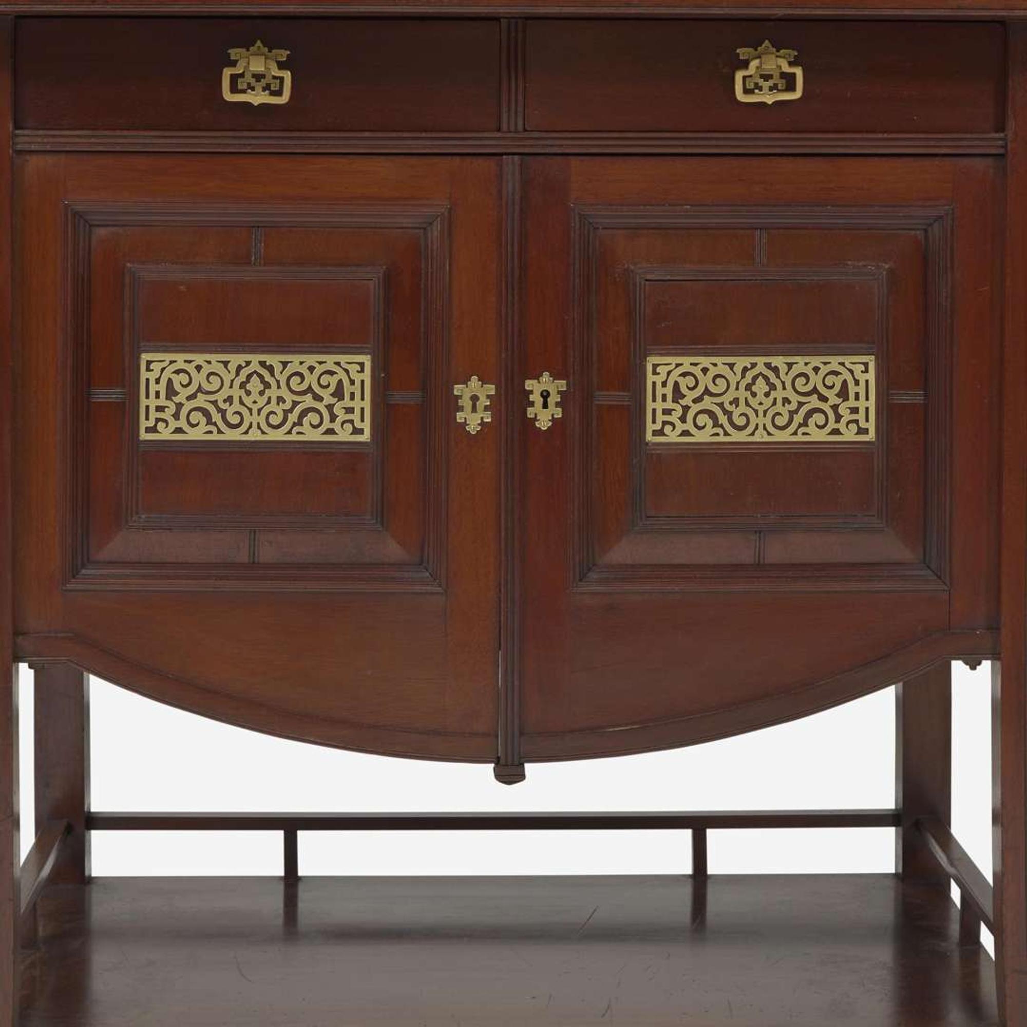 An Aesthetic mahogany "Winged Cabinet" or dressing table After E.W. Godwin (English, 1833-1886), attrib. to A.& H. Lejambre, Philadelphia, PA, circa 1880