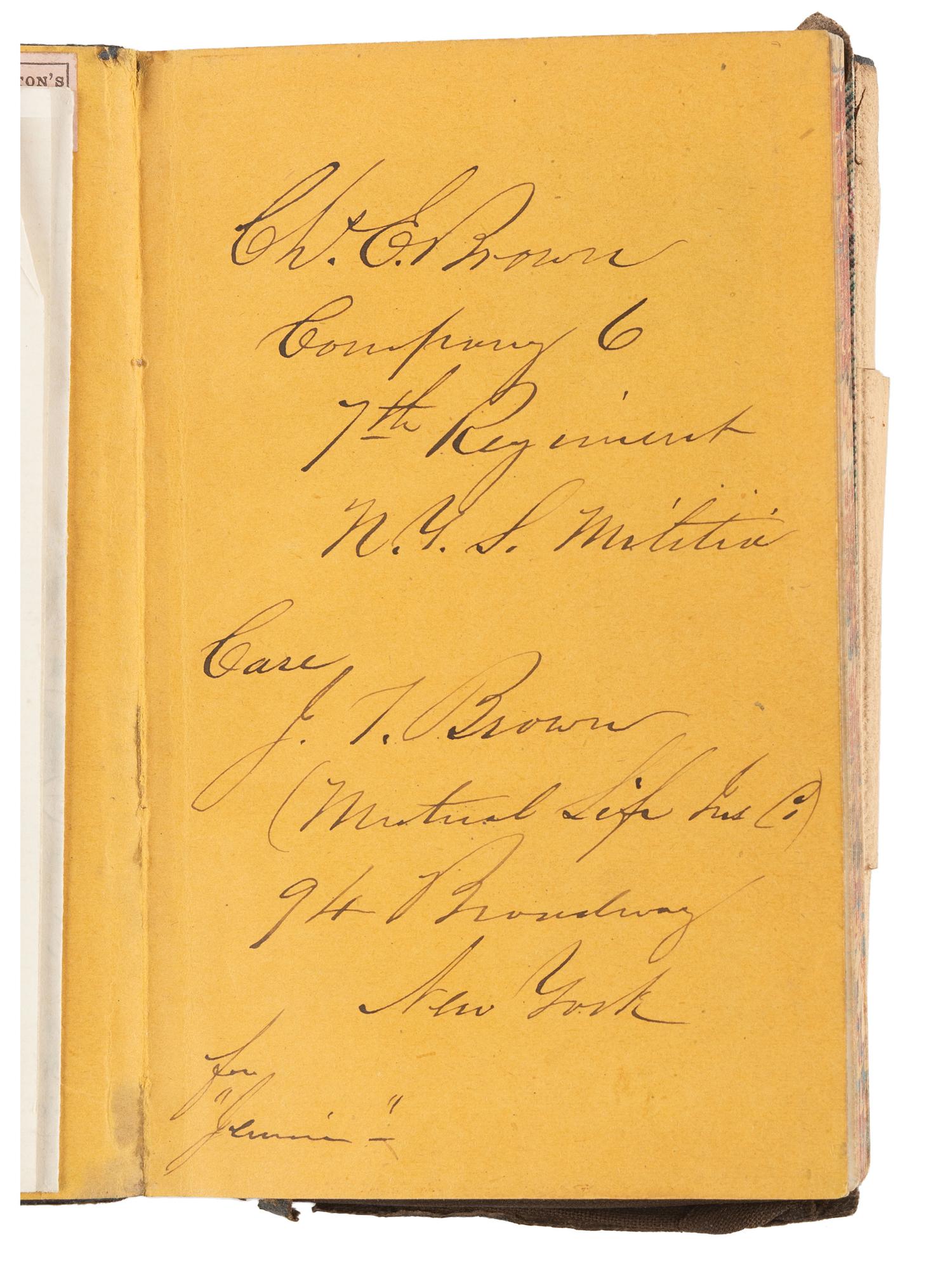 [CIVIL WAR]. Archive identified to Charles E. Brown, Co. 6, 7th New York State Militia.
