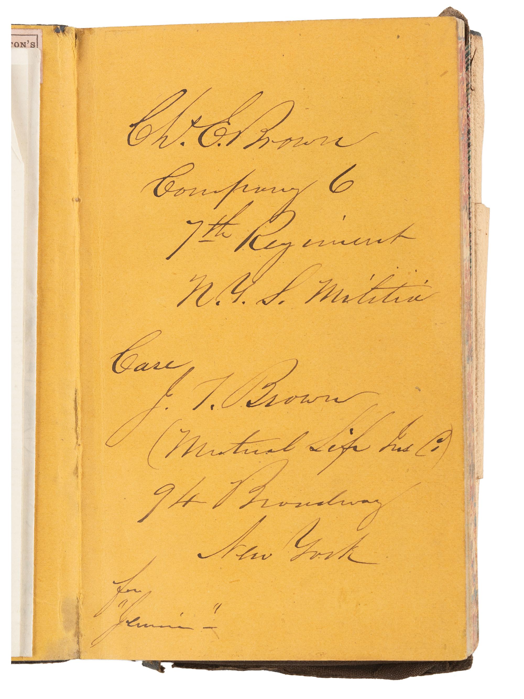 [CIVIL WAR]. Archive identified to Charles E. Brown, Co. 6, 7th New York State Militia.