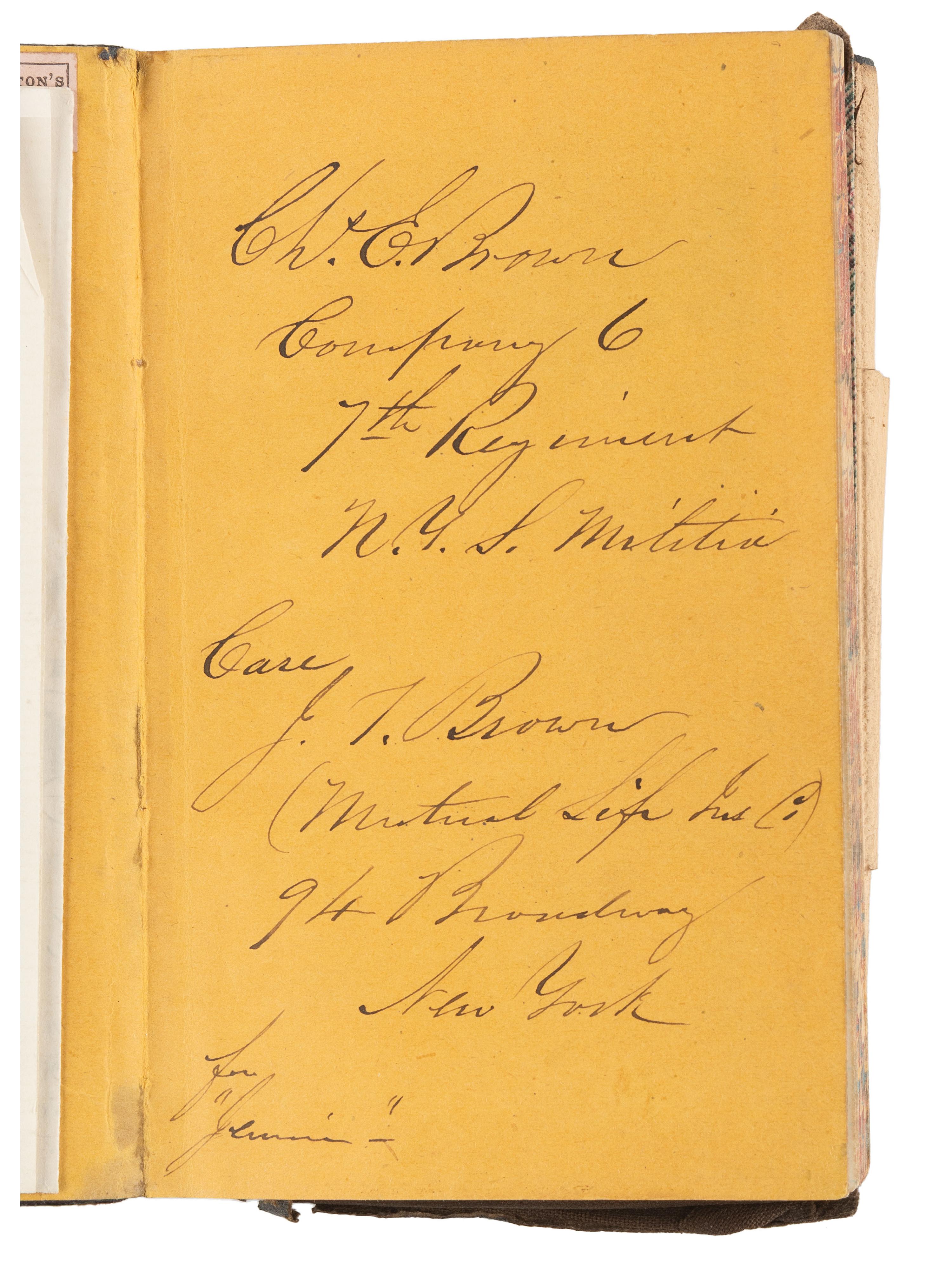 [CIVIL WAR]. Archive identified to Charles E. Brown, Co. 6, 7th New York State Militia.