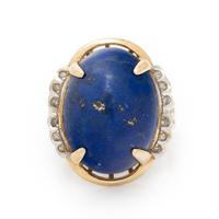 LAPIS LAZULI, DIAMOND, AND YELLOW GOLD RING