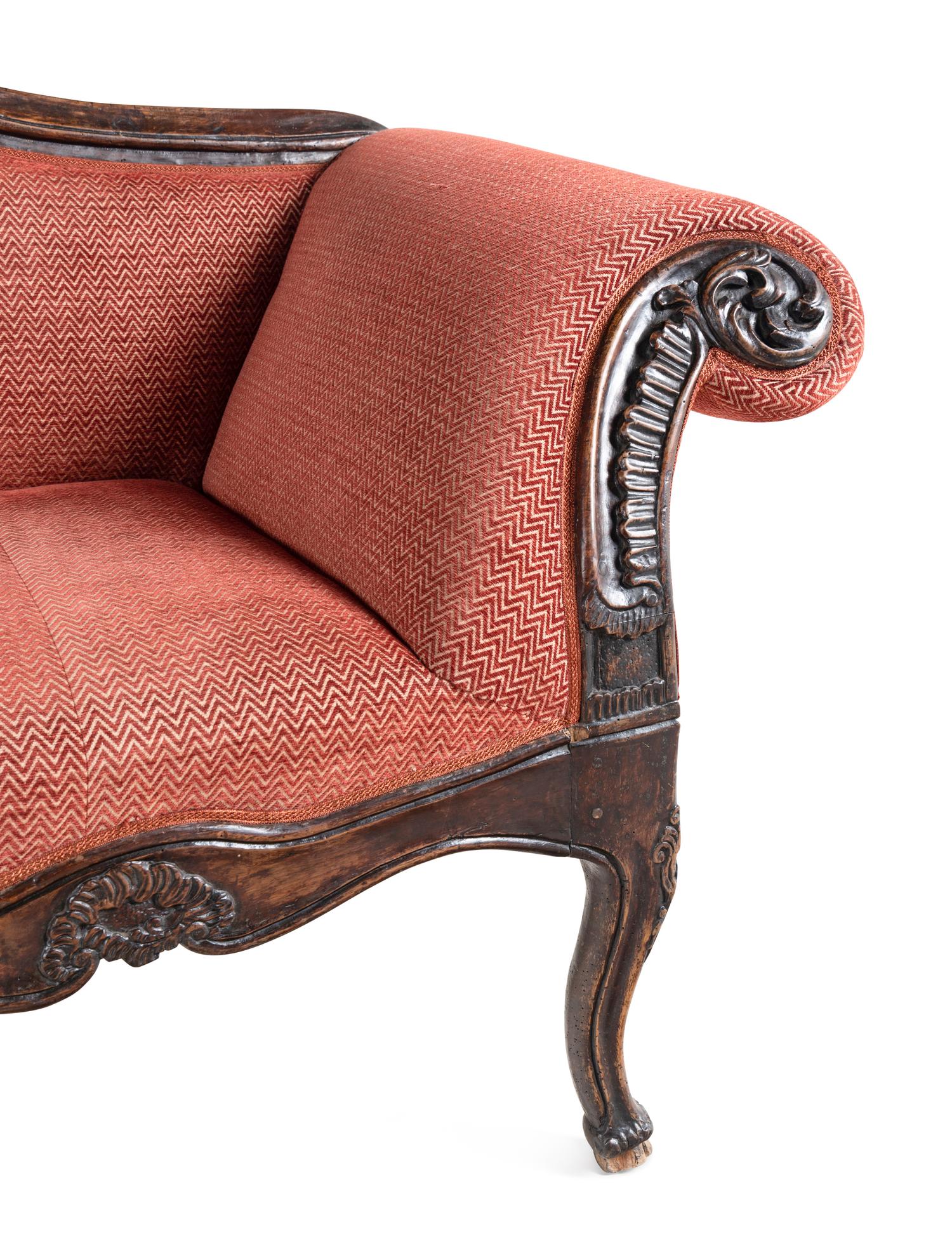 A Pair of Italian Rococo Walnut Settees