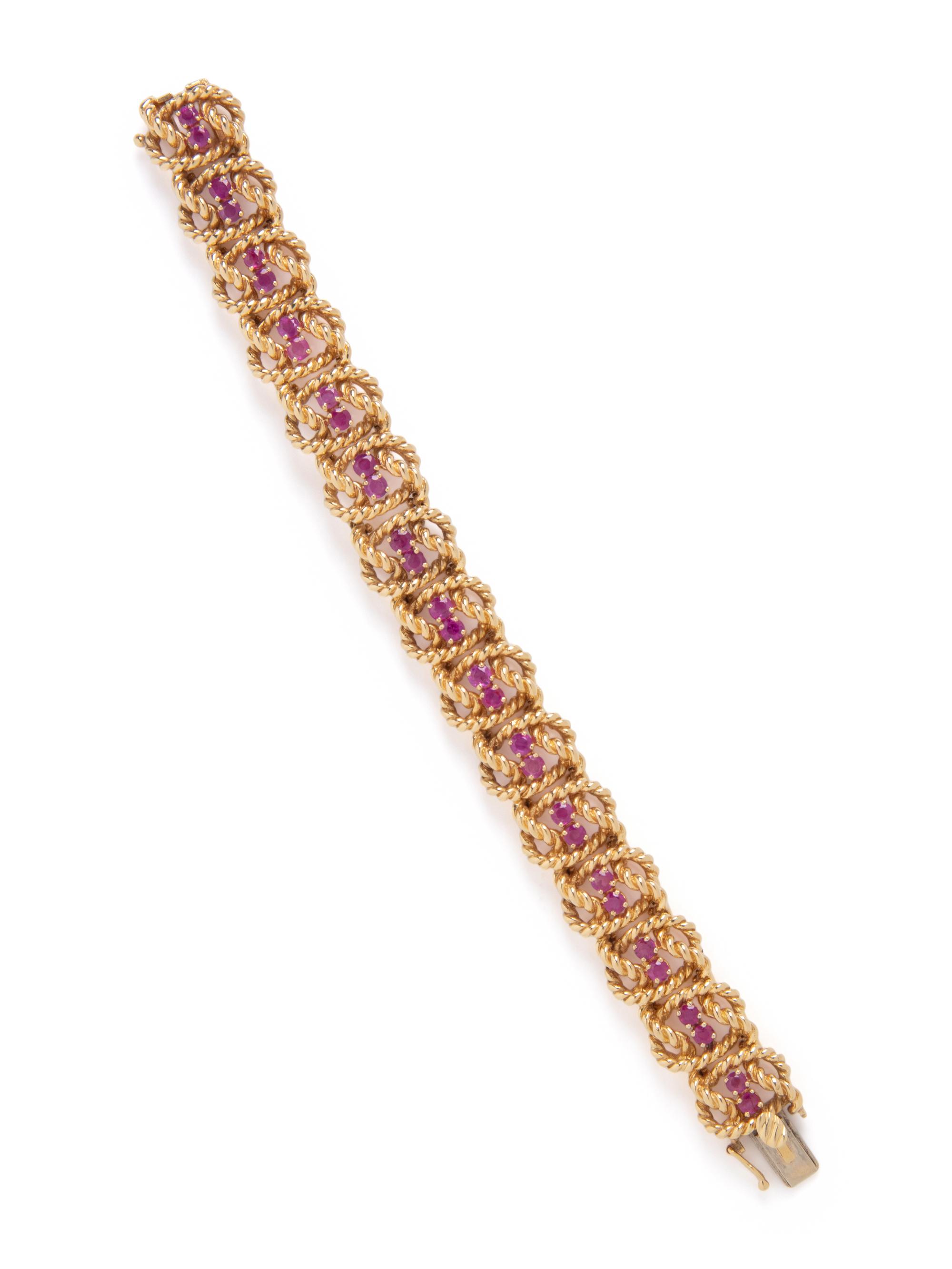 TIFFANY & CO., YELLOW GOLD AND RUBY BRACELET
