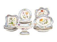 A Spode Pale Blue-Ground Botanical Porcelain Dessert Service