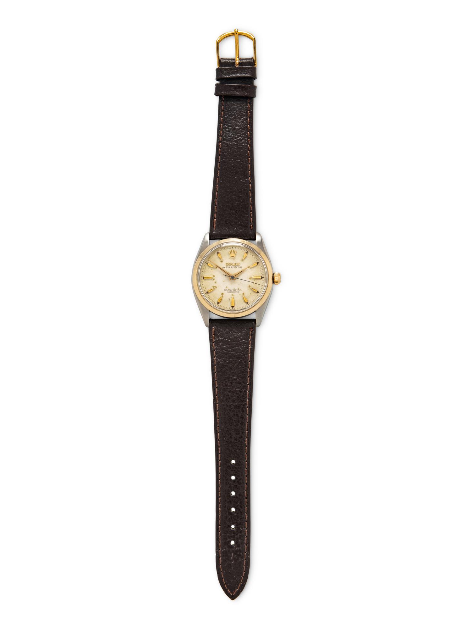 ROLEX, REF. 6564 STAINLESS STEEL AND 14K YELLOW GOLD 'OYSTER PERPETUAL' WATCH