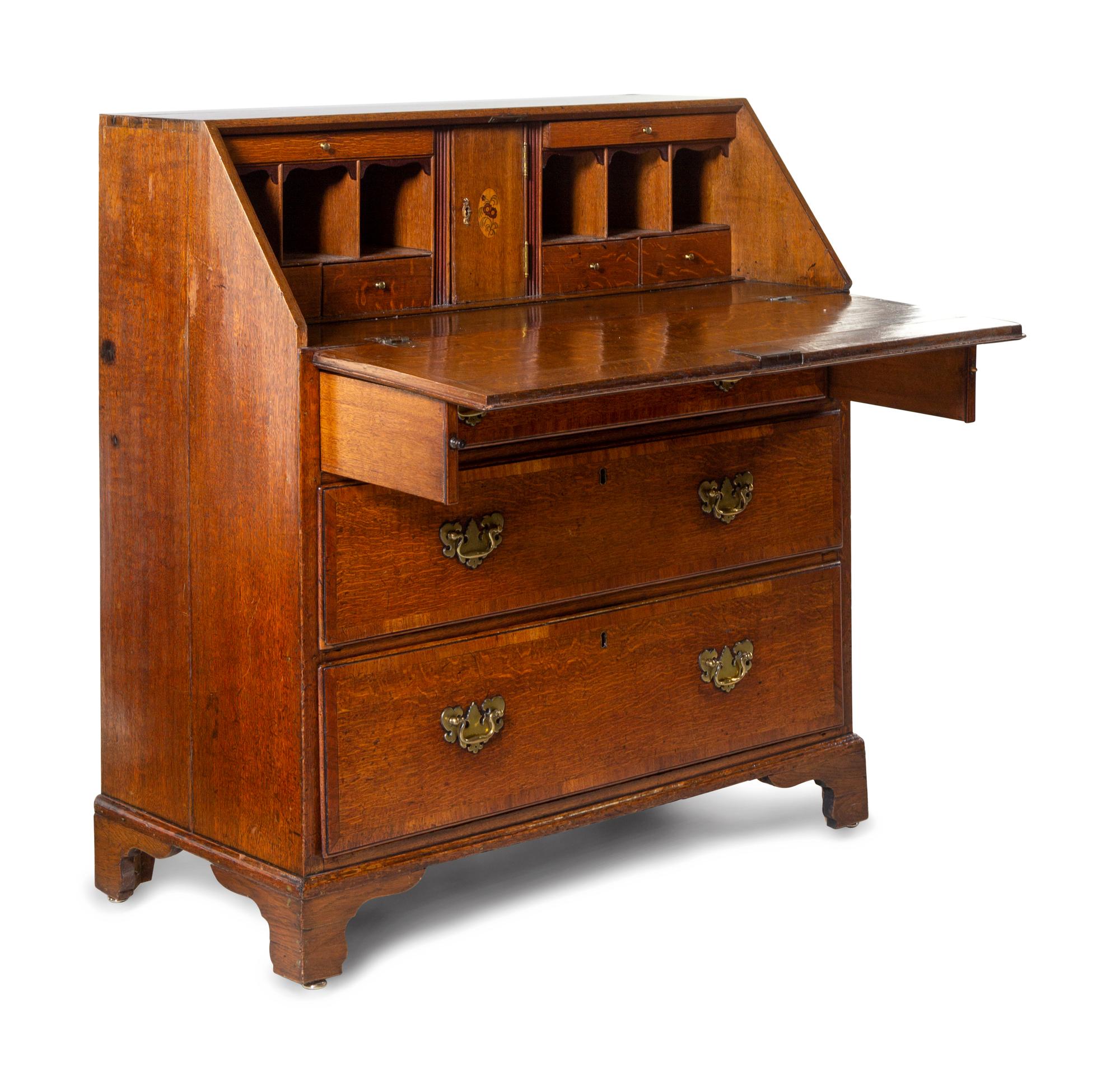 A George III Oak Slant-Front Bureau