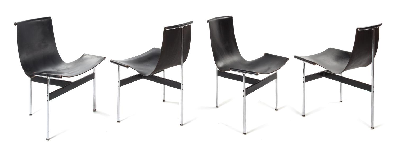 William Katavolos, Ross Littell and Douglas Kelley, LAVERNE INTERNATIONAL, c. 1952, a set of four T-Chairs, model no. LAT073, from the