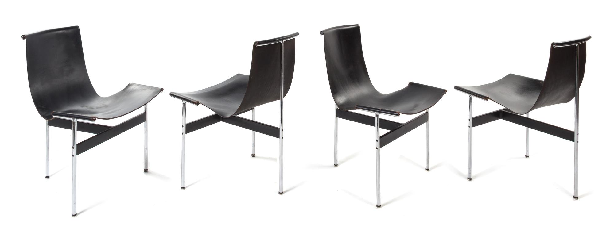 William Katavolos, Ross Littell and Douglas Kelley, LAVERNE INTERNATIONAL, c. 1952, a set of four T-Chairs, model no. LAT073, from the