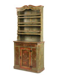 A Scandinavian Painted Step-Back Cupboard