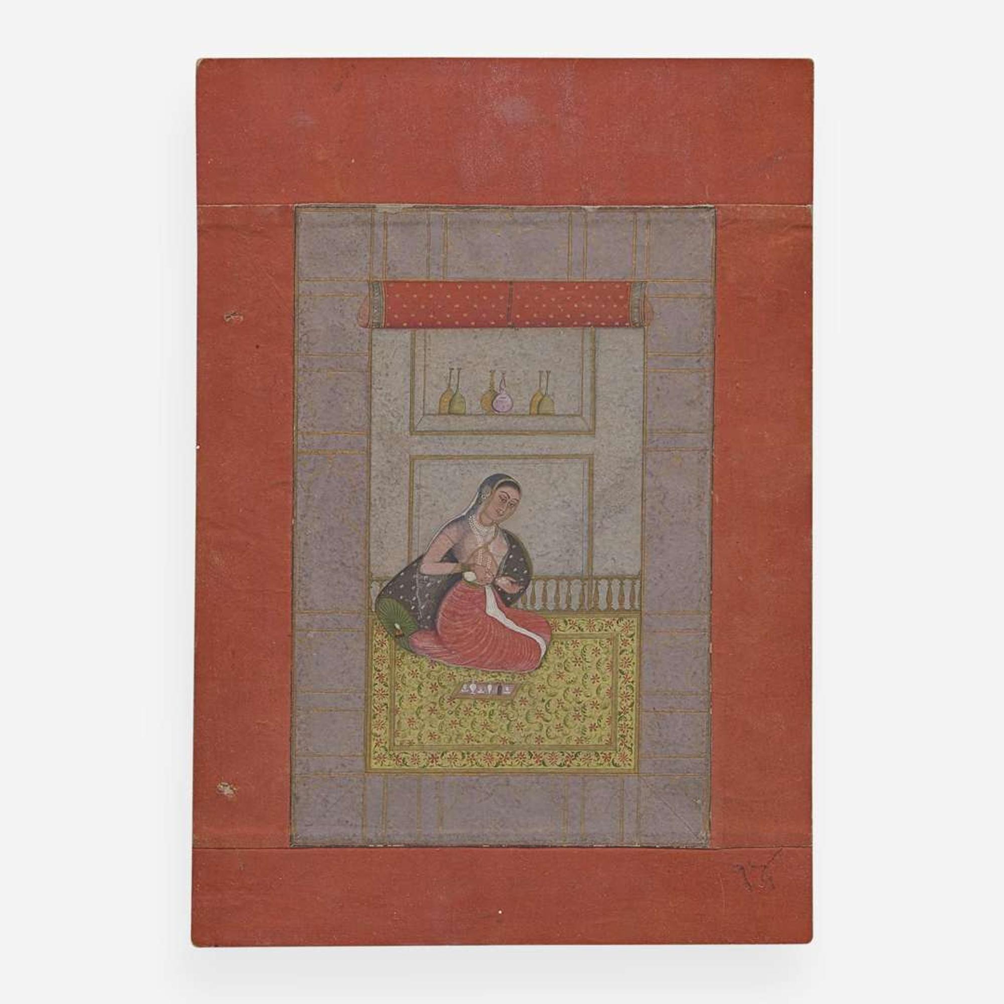 Three Indian Miniatures Depicting Women, 18th/19th Century 印度細密画三幅