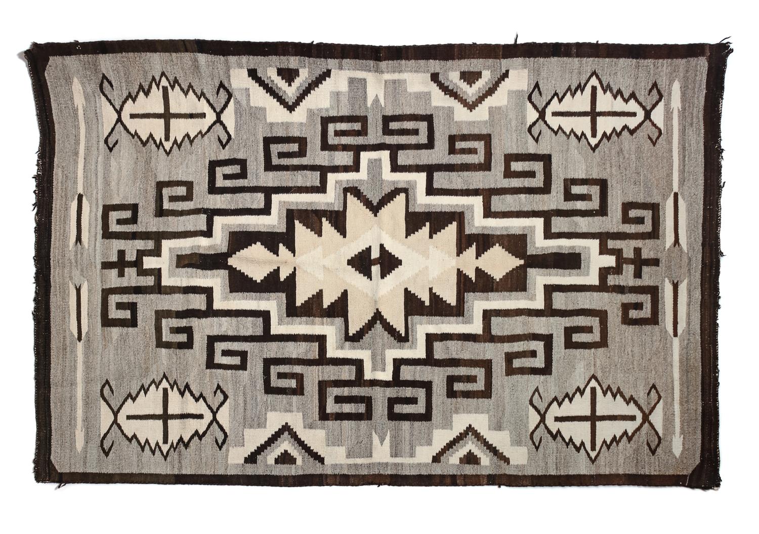 Navajo Two Grey Hills Rug 60 x 48 inches — Early 20th Century