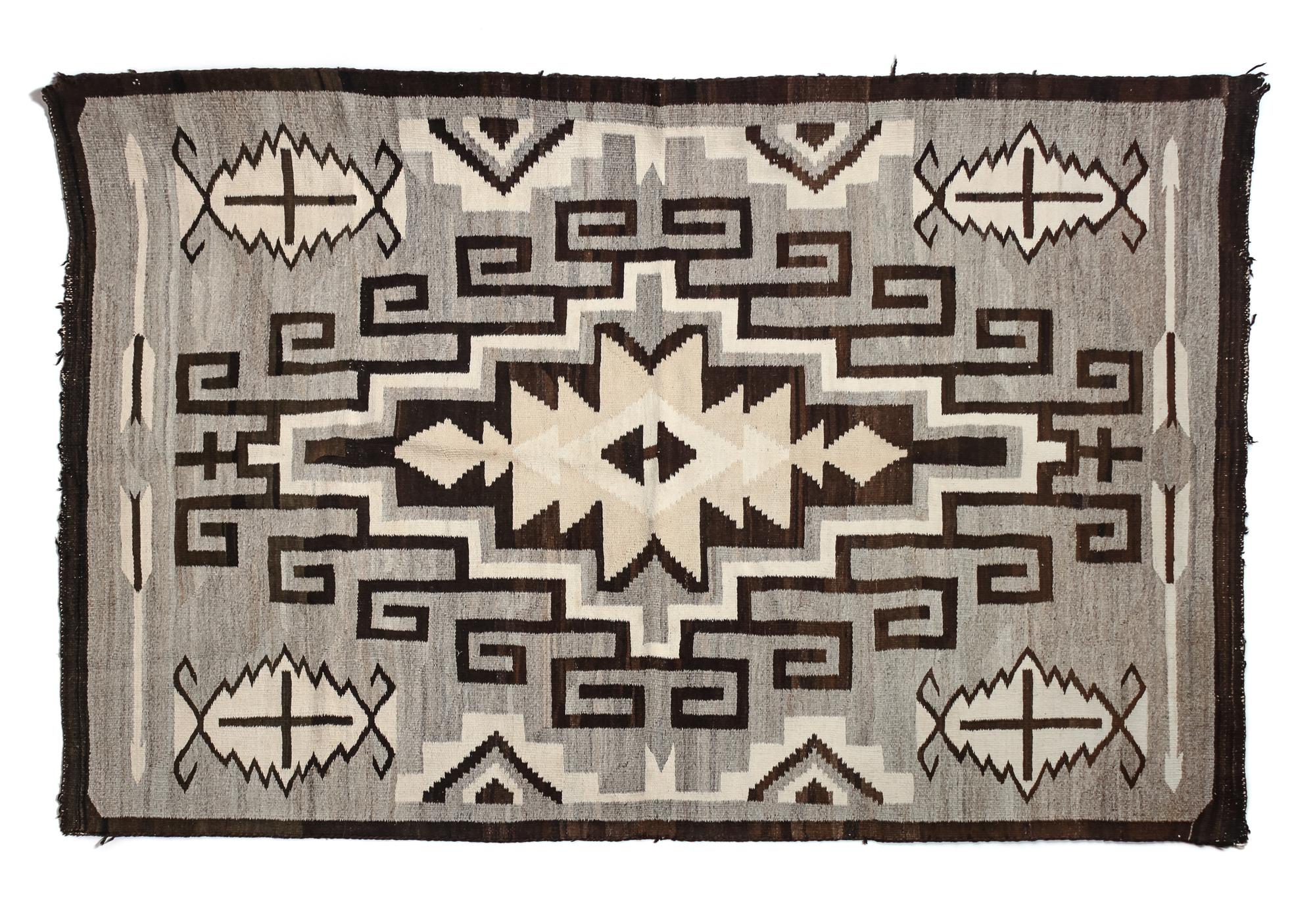 Navajo Two Grey Hills Rug 60 x 48 inches — Early 20th Century