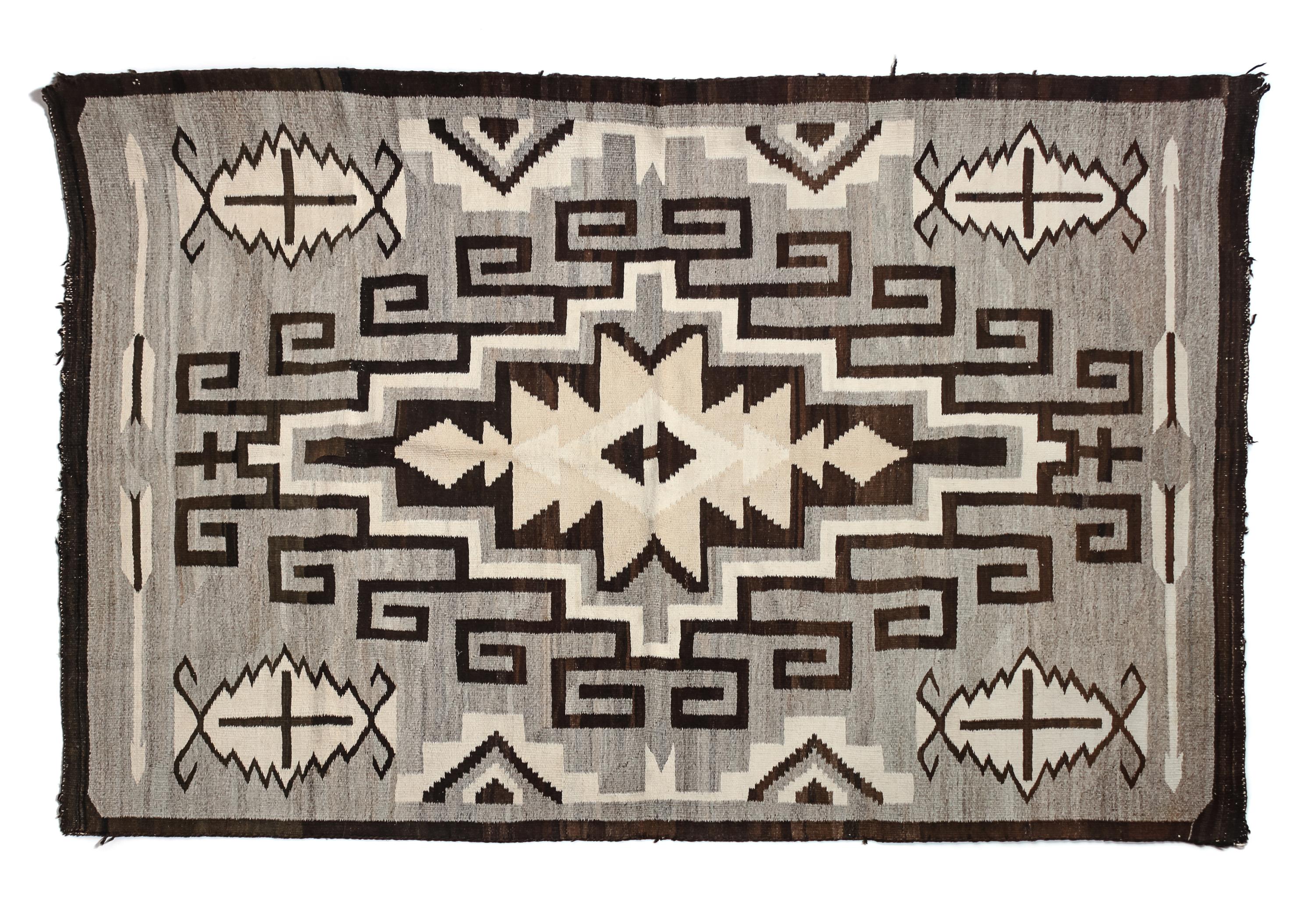 Navajo Two Grey Hills Rug 60 x 48 inches — Early 20th Century