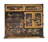 A Japanese Black and Gilt Decorated Table Cabinet, Kodanshu
