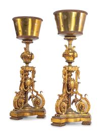 A Pair of Neoclassical Gilt Bronze Pedestals
