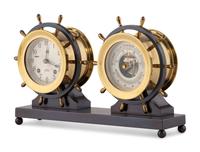 A Chelsea Brass Ship's Clock and Barometer