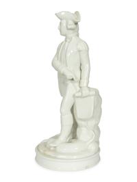 A White-Glazed Porcelain Figural Bottle