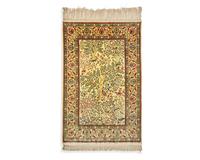 A silk pictorial rug, probably from Hereke, Turkey, 20th century