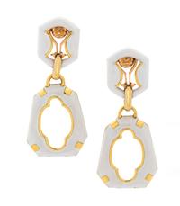 A Pair of Yellow Gold and Enamel Earclips,