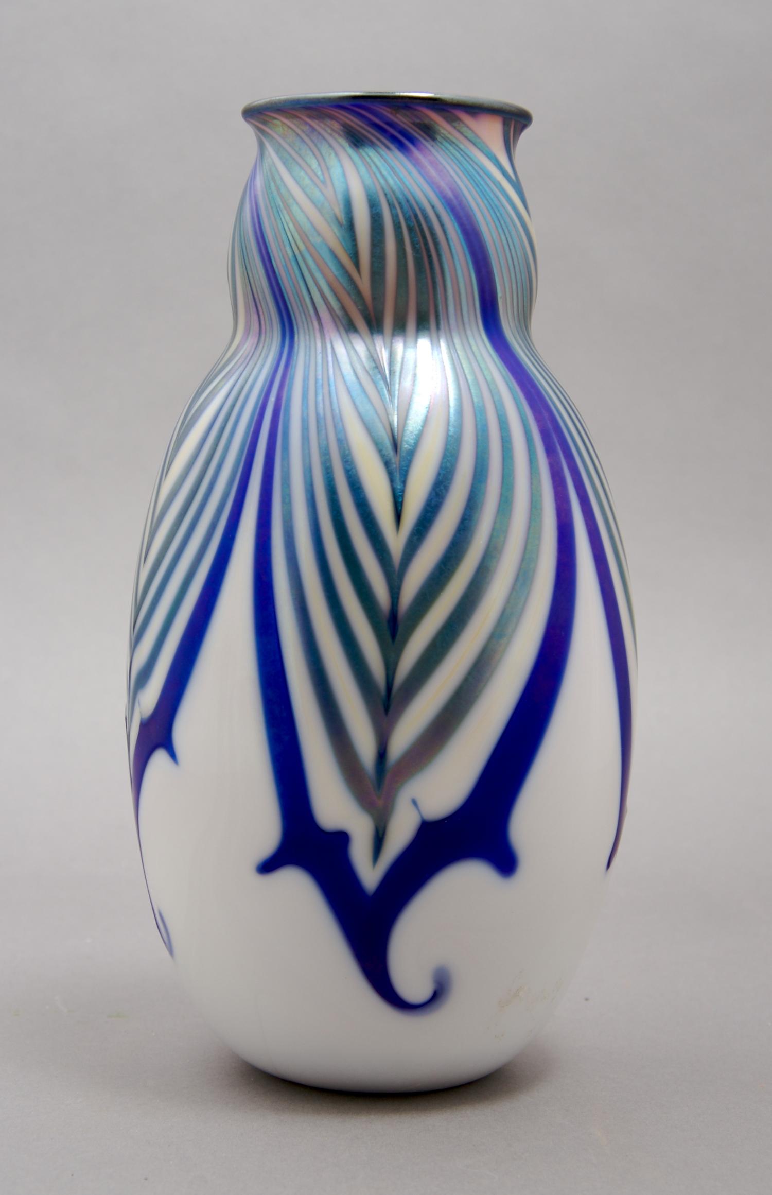 A Charles Lotton Glass Vase, Height 8 inches.