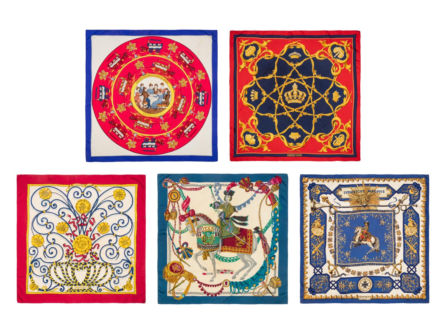 Hermès, Group of Five Scarves