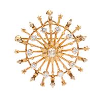 A Rose Gold and Diamond Starburst Pendant/Brooch, 6.20 dwts.