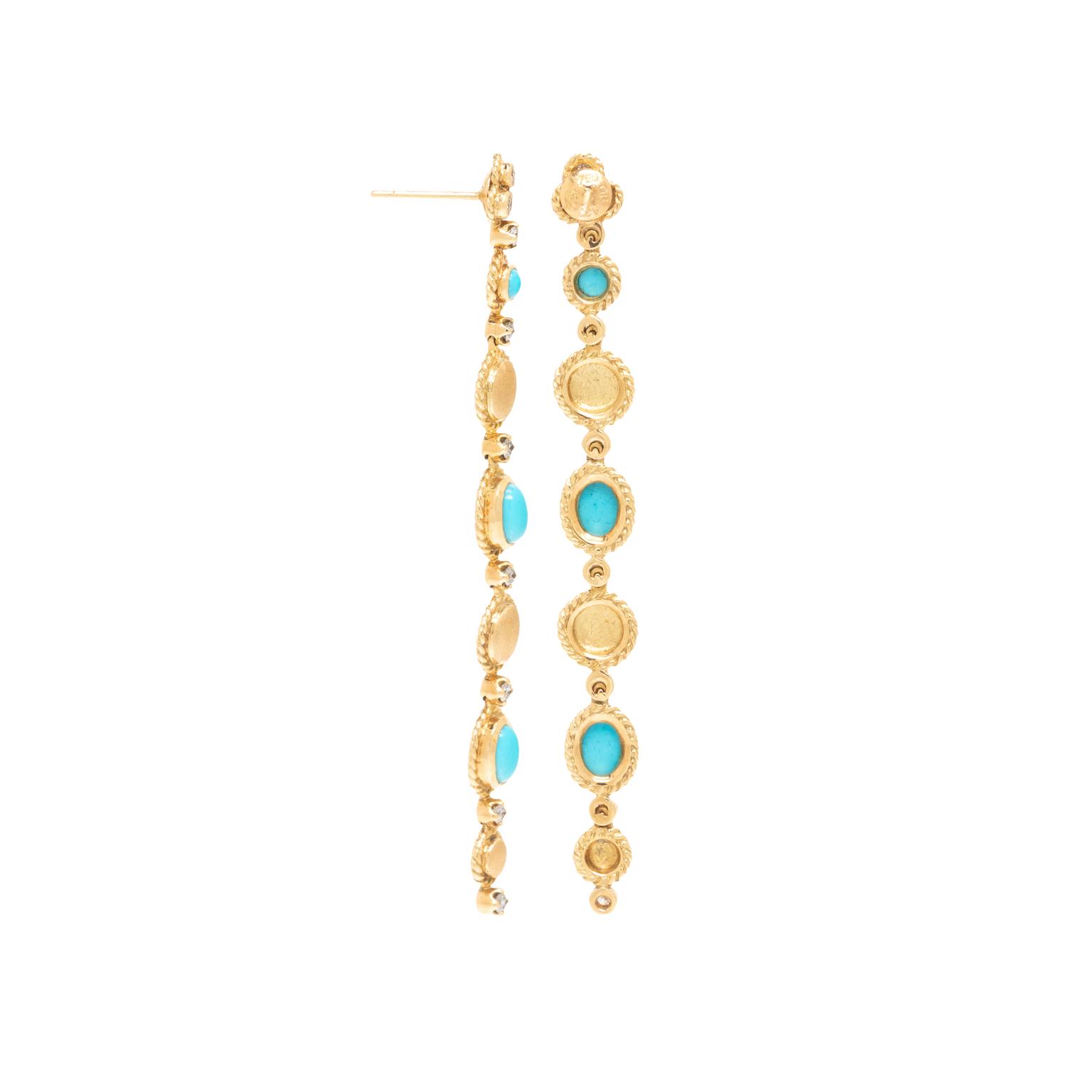 LALAOUNIS, TURQUOISE AND DIAMOND EARRINGS