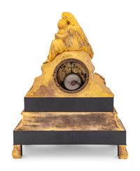 A Napoleon III Style Gilt Metal Figural Mantel Clock