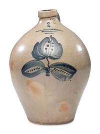 A Rare Thurston and Clemmer Three-Gallon Cobalt Decorated Stoneware Jug