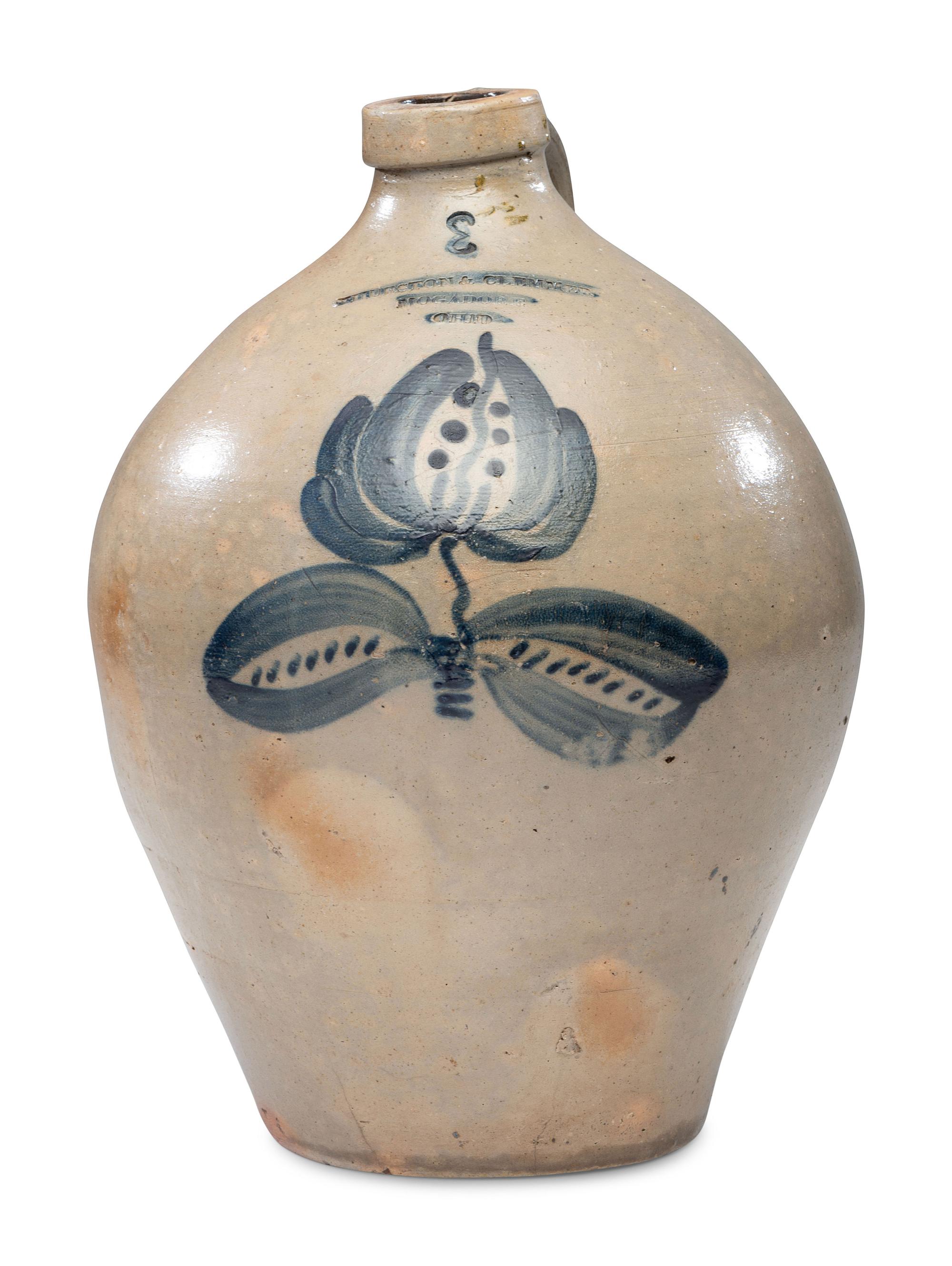 A Rare Thurston and Clemmer Three-Gallon Cobalt Decorated Stoneware Jug