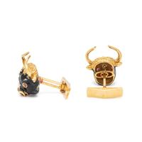 YELLOW GOLD, ENAMEL, DIAMOND, AND RUBY TAURUS CUFFLINKS