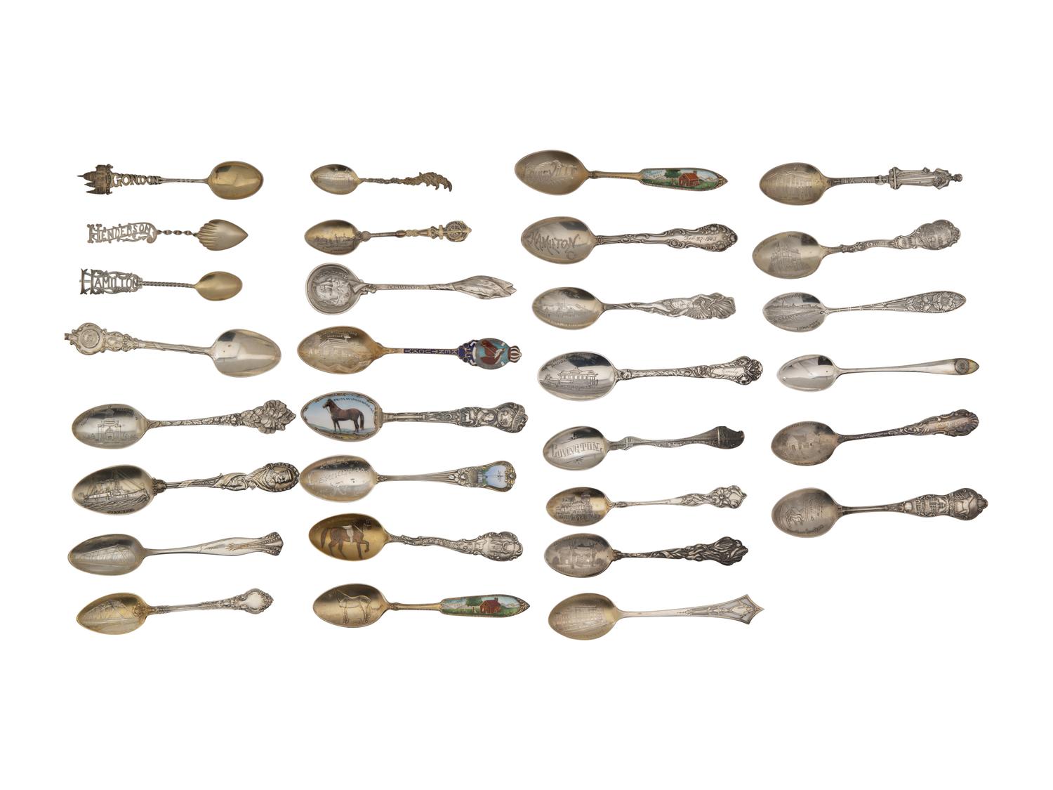 A Collection of Silver Souvenir Spoons