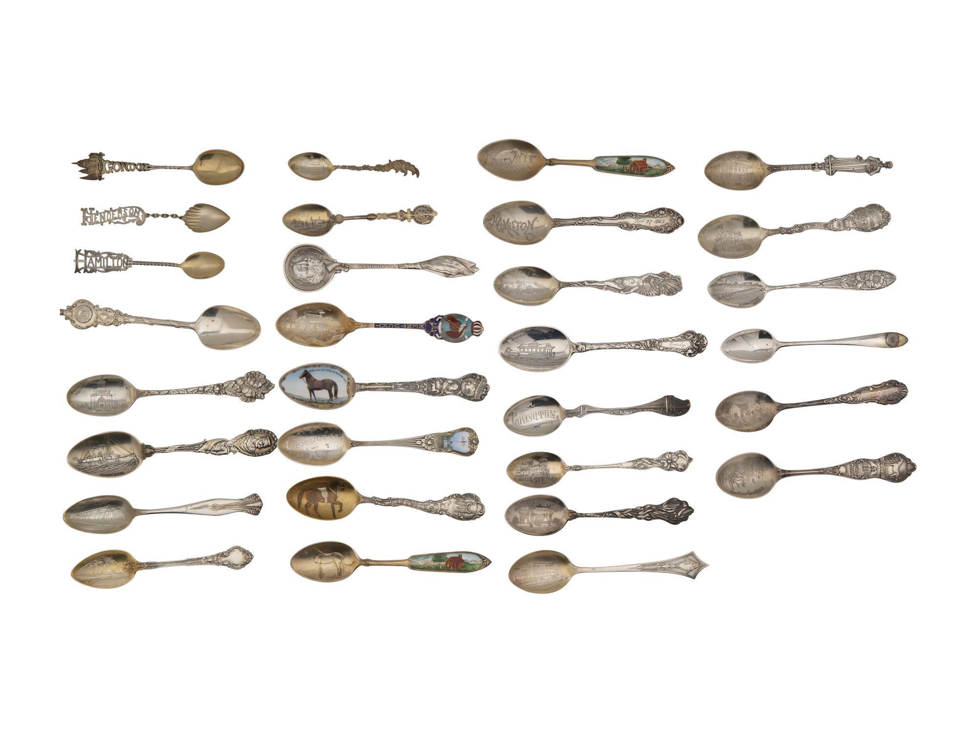 A Collection of Silver Souvenir Spoons
