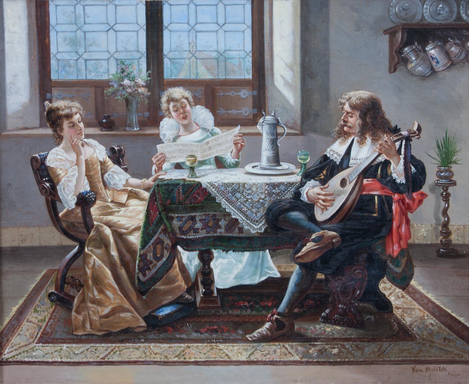 Joseph Molitor von Muhlfeld, (German, 1856-1890), A Musical Interlude
