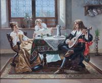 Joseph Molitor von Muhlfeld, (German, 1856-1890), A Musical Interlude