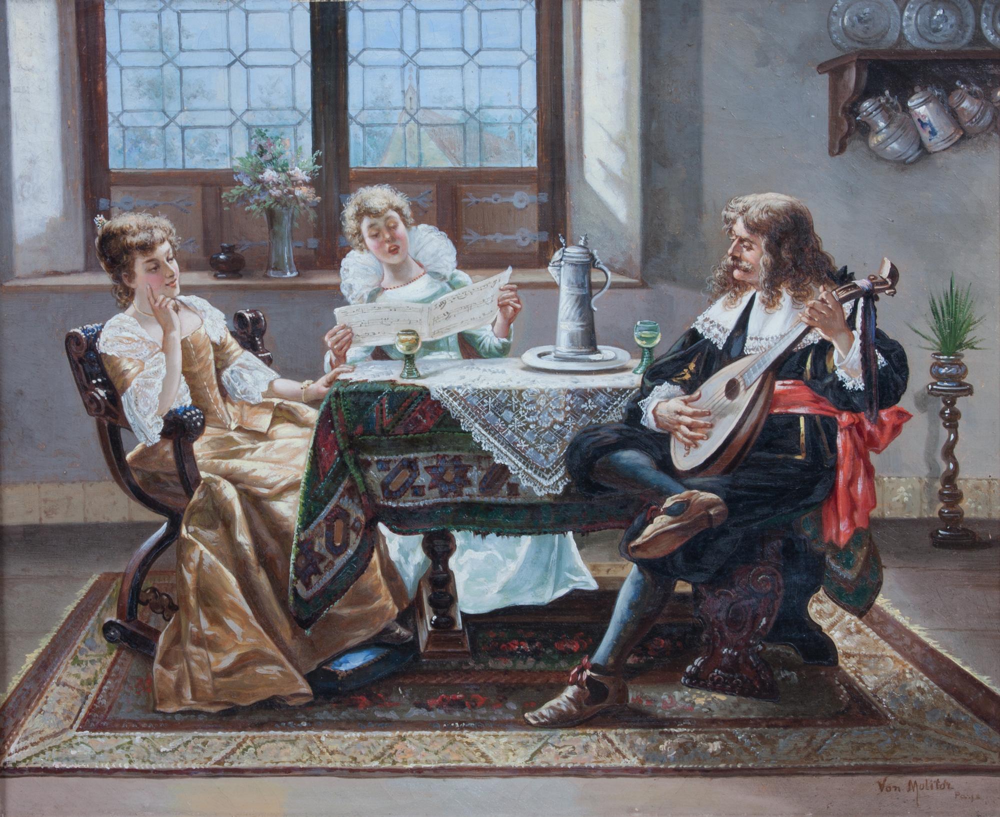 Joseph Molitor von Muhlfeld, (German, 1856-1890), A Musical Interlude