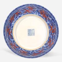 A Chinese iron-red and underglaze blue dragon dish 礬红青花龙纹盘 Qianlong mark and of the period ??? ???