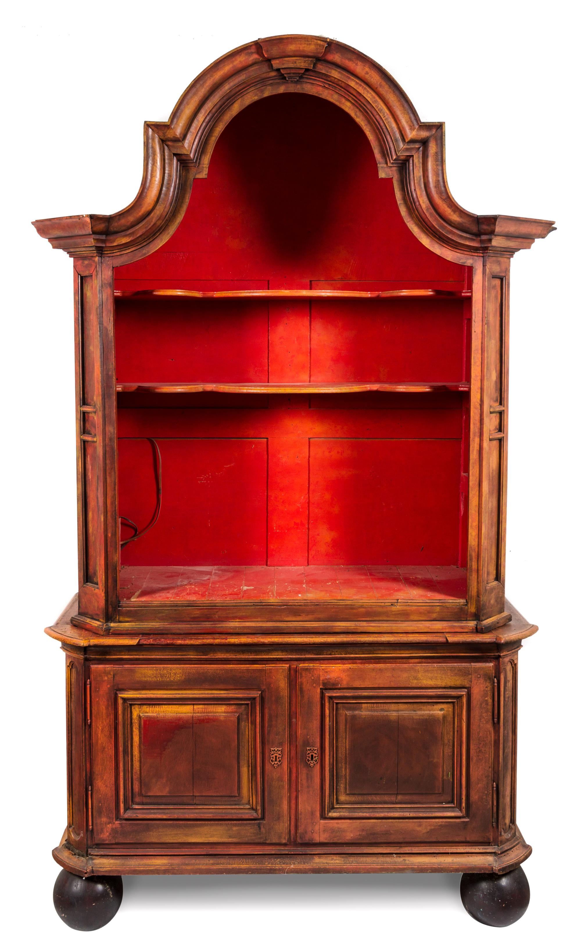 An Italian Painted Step-Back Cabinet Height 122 1/8 inches. — 18TH CENTURY WITH LATER PAINT