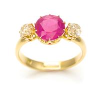 An 18 Karat Yellow Gold, Ruby and Diamond Ring, 2.80 dwts.
