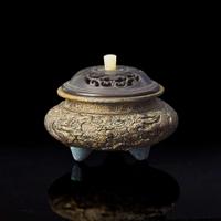 An unusual Chinese faux bronze modeled porcelain censer with later cover 仿銅瓷香爐 後配蓋 Qianlong mark ???