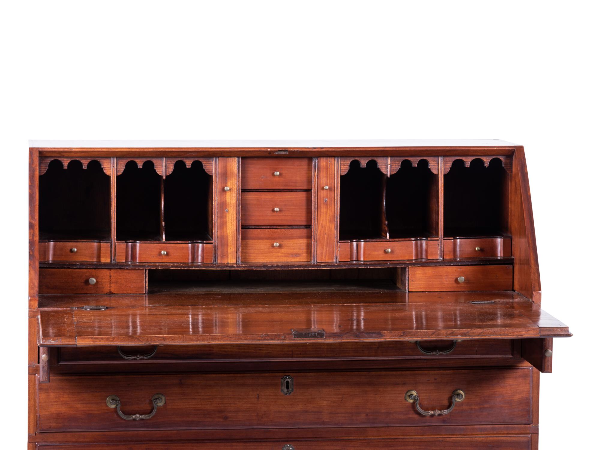A Queen Anne Cherrywood Pad-Foot Slant Front Desk