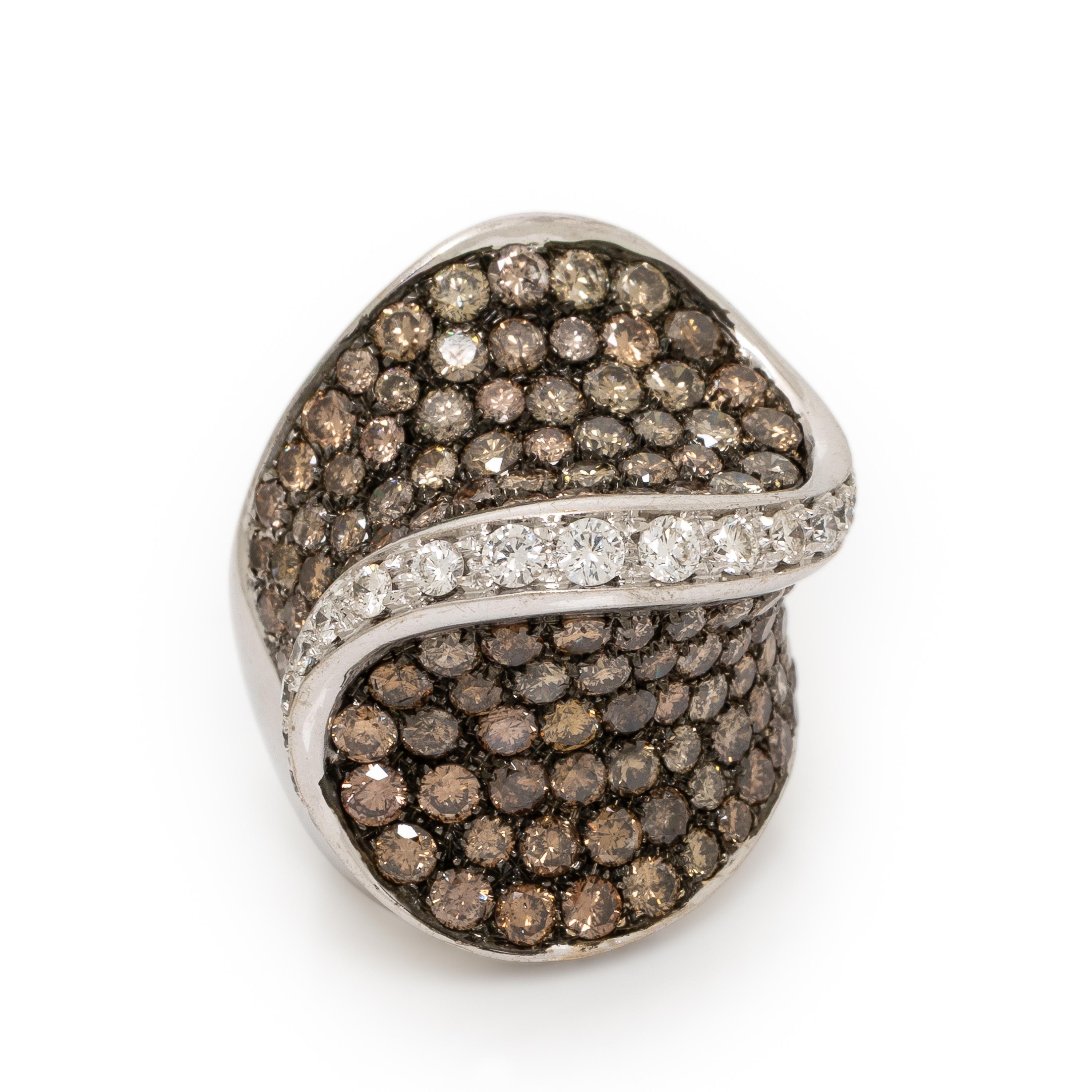 Diamond, Colored Diamond, and White Gold Ring