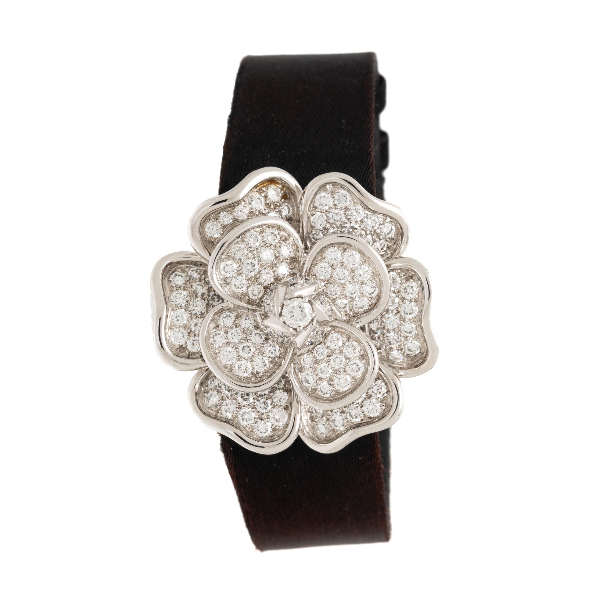 CHANEL, 'CAMÉLIA SECRET' 18K WHITE GOLD AND DIAMOND SURPRISE WATCH