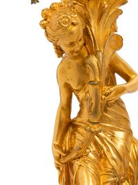 A Pair of French Gilt Bronze Figural Fluid Lamps Converted to Electricity