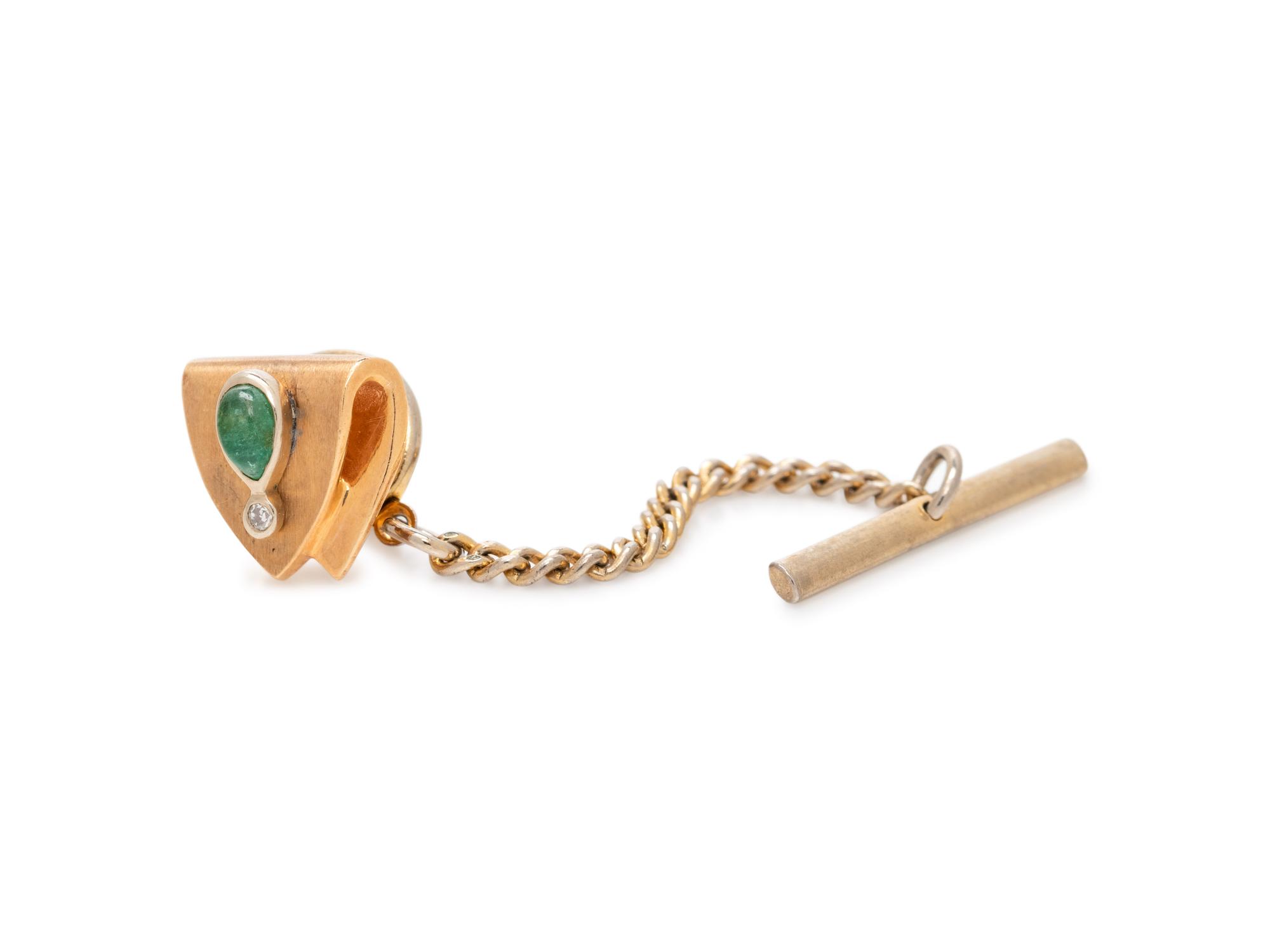 EMERALD AND DIAMOND TIE PIN