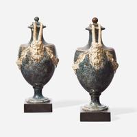 A Pair of Wedgwood & Bentley Variegated Ware Vases and Covers UK, 1770s