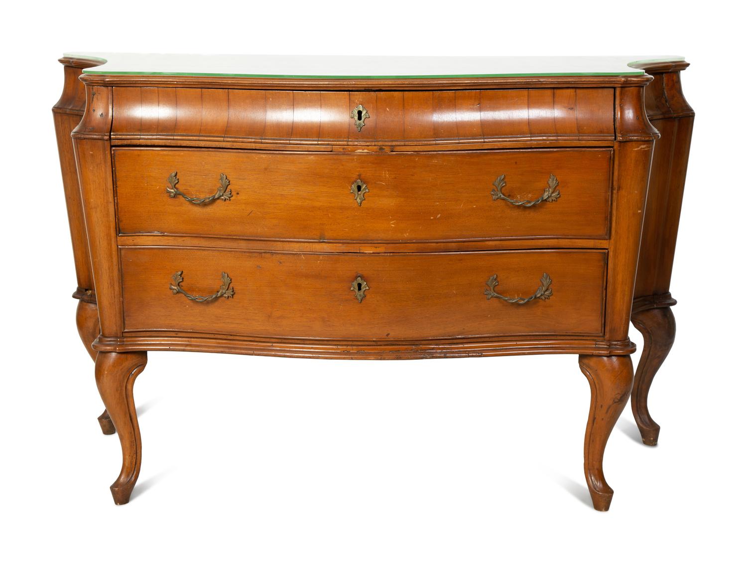 An Italian Louis XV Style Olive Wood Bombe Commode — 19TH/20TH CENTURY