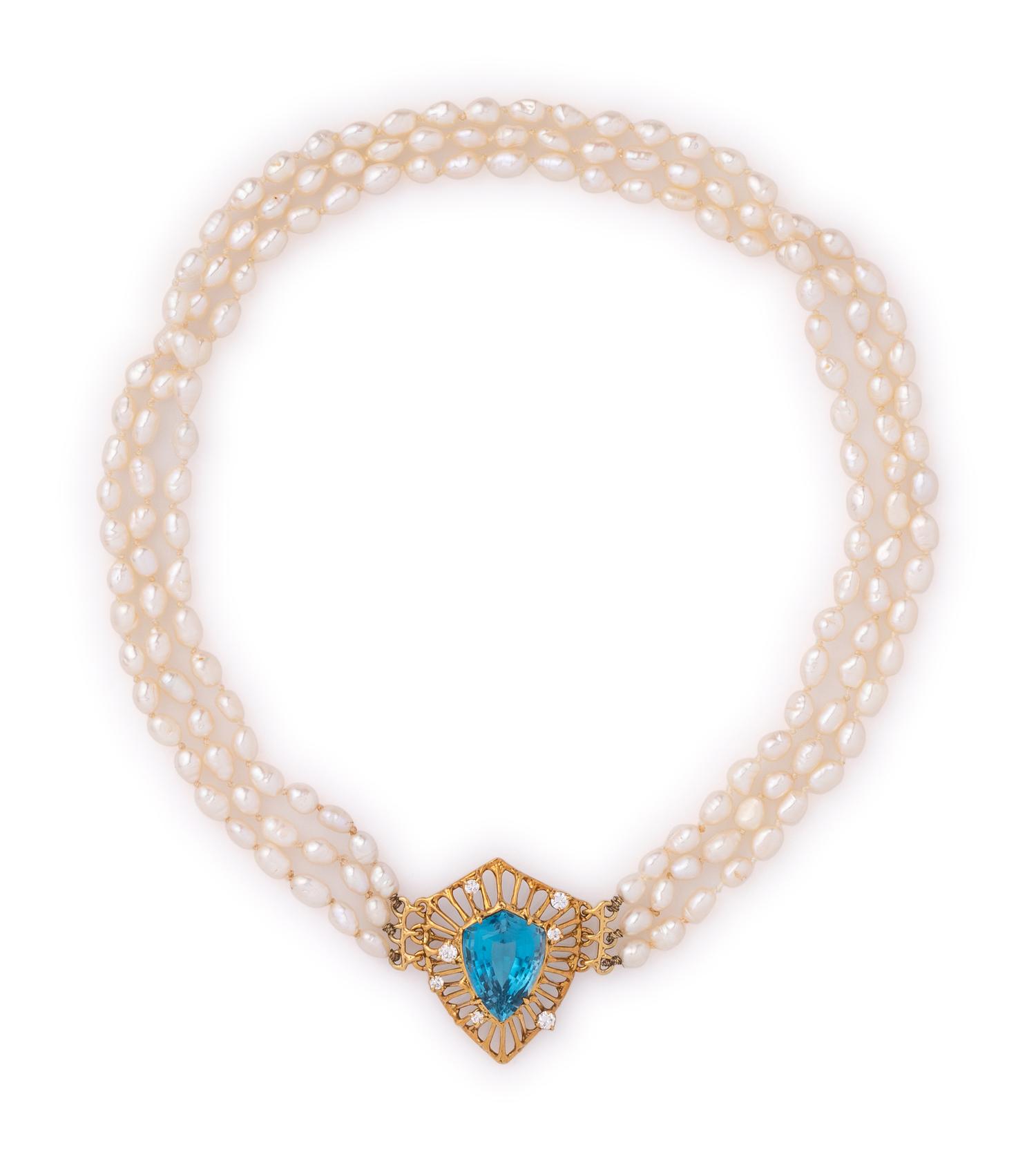 BLUE TOPAZ AND DIAMOND SET