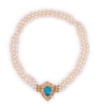 BLUE TOPAZ AND DIAMOND SET
