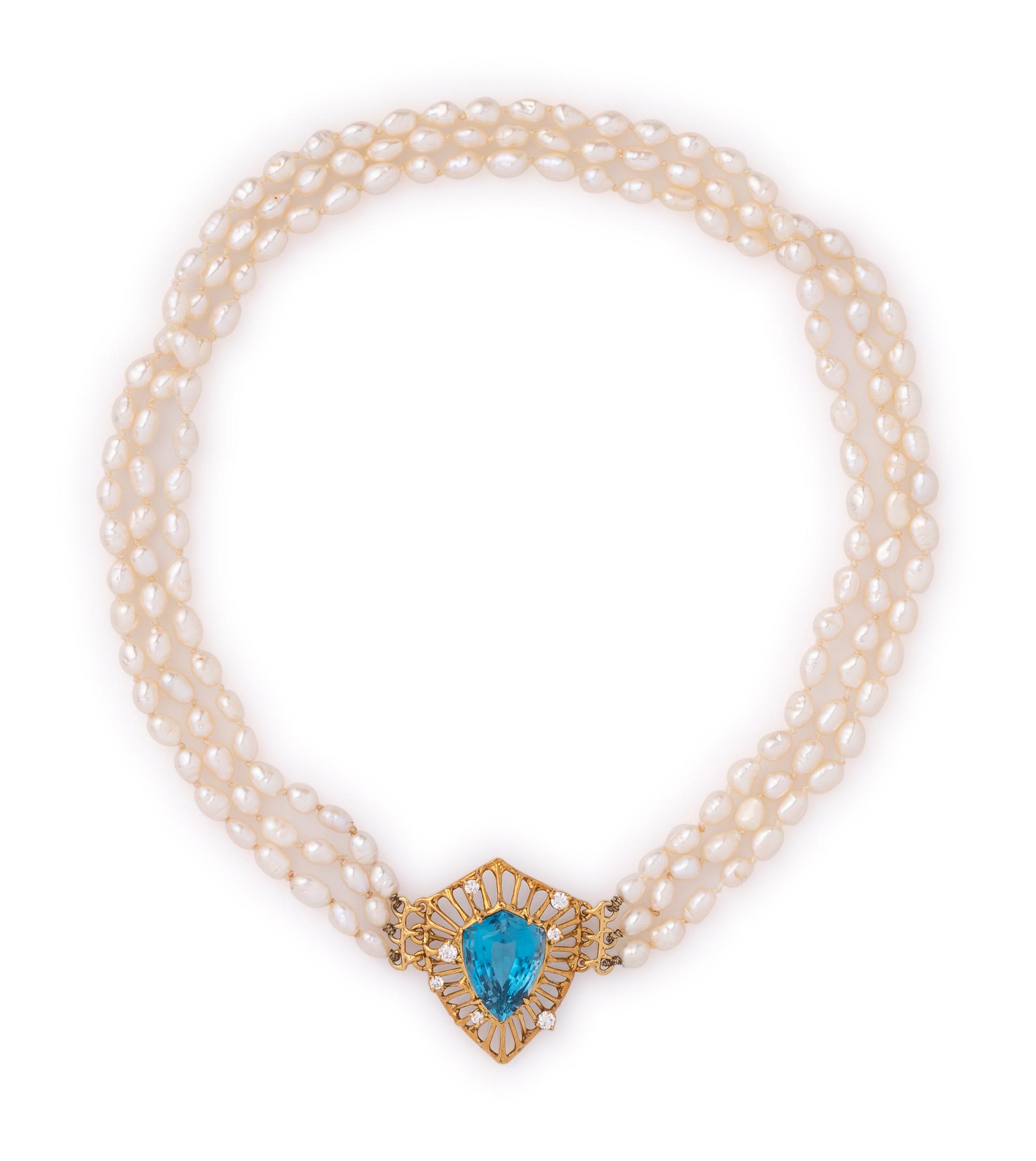 BLUE TOPAZ AND DIAMOND SET